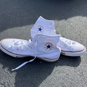 Converse White High-Tops with Red Accents